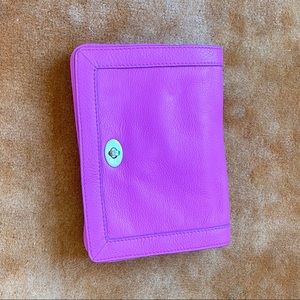 Pink I Crew Leather pouch with removeable straps